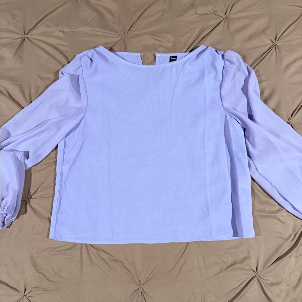 Elegant Lavender Blouse with Sheer Sleeves